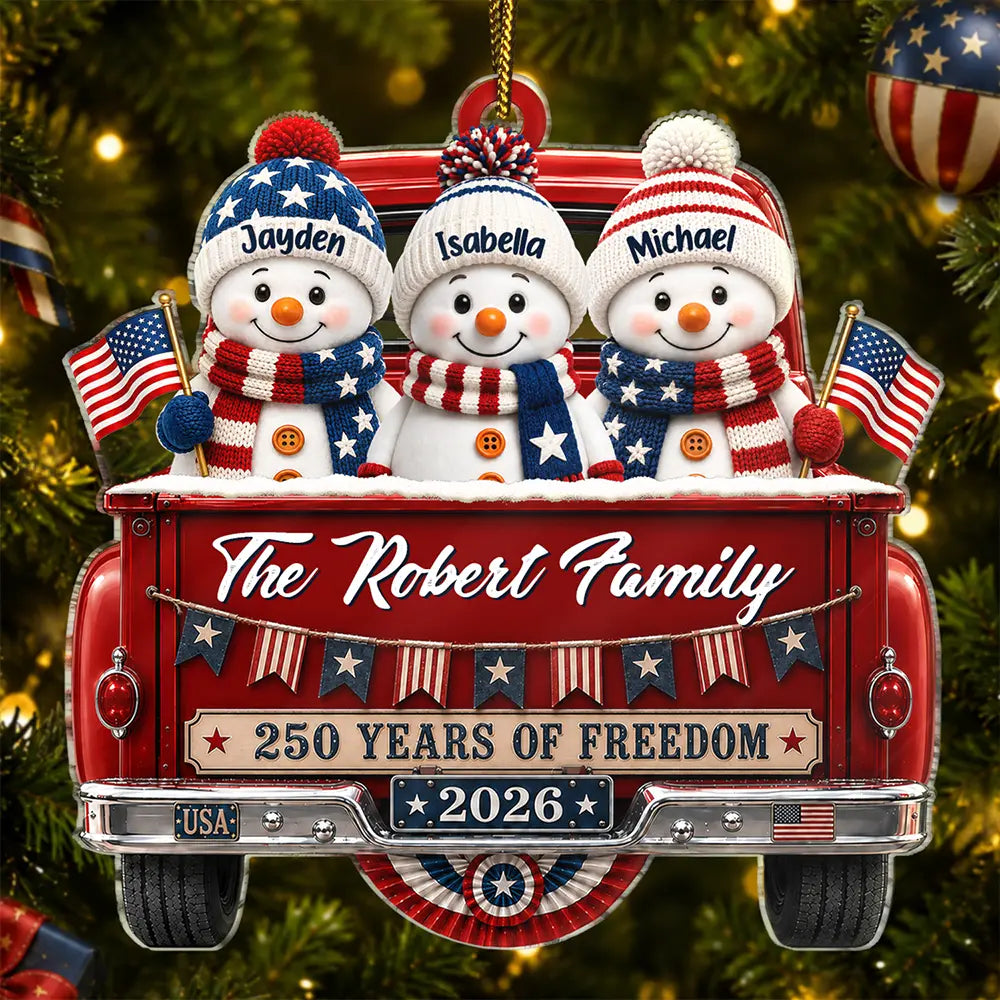 Snowman 250 Years Of Freedom - Personalized Custom Shaped Acrylic Ornament