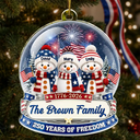 Independence Day,America 250th,Christmas,Proud,Family,Icon-Snowman 250 Years Of Freedom Anniversary - Personalized Custom Shaped Acrylic Ornament