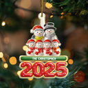 Christmas,Family,Happy - Snowman Family Ceramic Effect 2025 - Personalized Custom Shaped Acrylic Ornament
