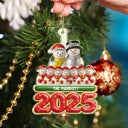 Christmas,Family,Happy - Snowman Family Ceramic Effect 2025 - Personalized Custom Shaped Acrylic Ornament