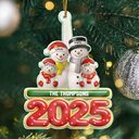 Christmas,Family,Happy - Snowman Family Ceramic Effect 2025 - Personalized Custom Shaped Acrylic Ornament