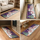 Family,Parents,Gift For Grandparents,Gift For Kids,Happy,Christmas - Snowman Family Christmas Plaid Pattern - Personalized Runner Rug