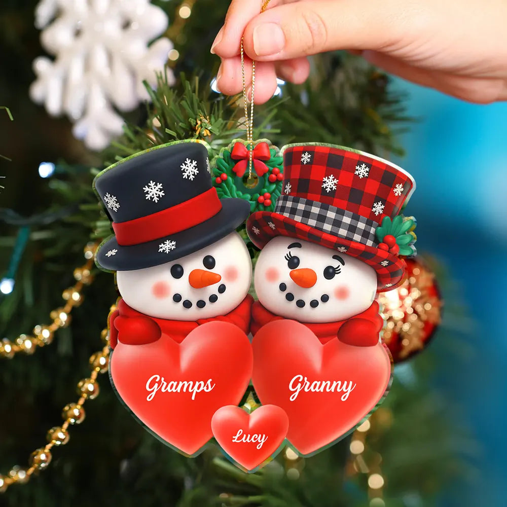 Family, Christmas - Snowman Family Full Of Love 3D Effect - Personalized Custom Shaped Acrylic Ornament