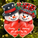 Family, Christmas - Snowman Family Full Of Love 3D Effect - Personalized Custom Shaped Acrylic Ornament