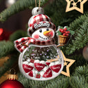 Christmas, Grandma - Grandkids, Happy - Snowman Grandma & Grankids - Personalized 3-Layered Acrylic Shaker Ornament