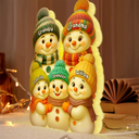 Gift For Grandparents,Gift For Grandma,Gift For Grandpa,Gift For Grandkids,Love,Christmas,Top Market,Non-Eng - Snowman Grandma and Grandkids - Personalized Custom Shaped Light Box