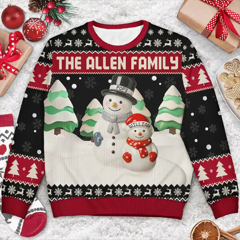 Gift For Grandparents,Happy,Christmas - Snowman Grandparents Ceramic Effect - Personalized Unisex Ugly Sweater