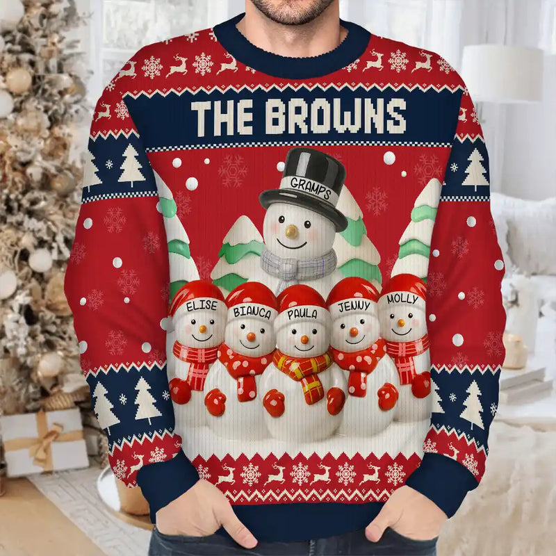 Gift For Grandparents,Happy,Christmas - Snowman Grandparents Ceramic Effect - Personalized Unisex Ugly Sweater