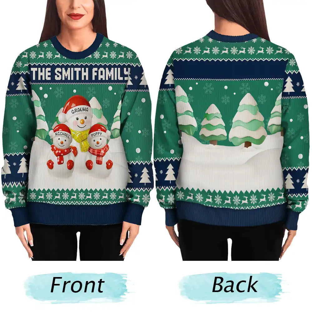 Gift For Grandparents,Happy,Christmas - Snowman Grandparents Ceramic Effect - Personalized Unisex Ugly Sweater