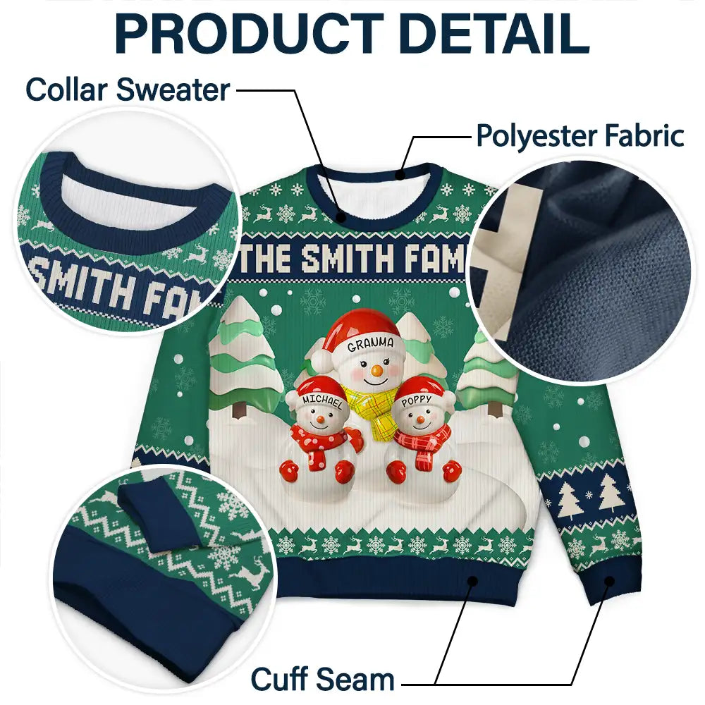 Gift For Grandparents,Happy,Christmas - Snowman Grandparents Ceramic Effect - Personalized Unisex Ugly Sweater