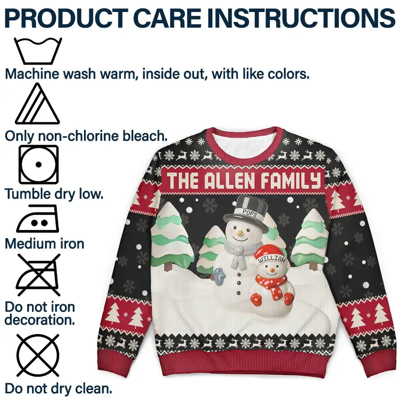 Gift For Grandparents,Happy,Christmas - Snowman Grandparents Ceramic Effect - Personalized Unisex Ugly Sweater