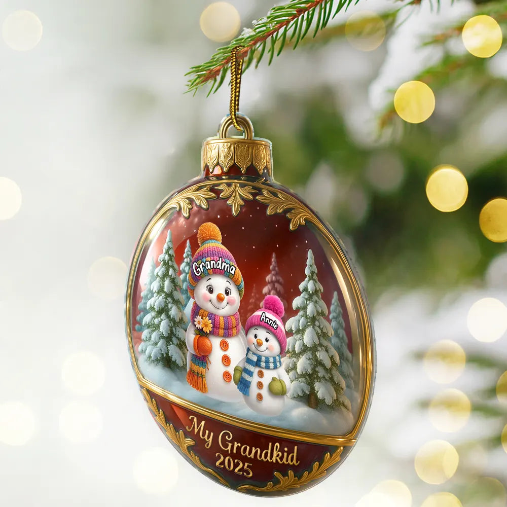 Gift For Grandpa,Gift For Women,Christmas,Top Market,Happy,Gift For Grandma,Gift For Grandparents - Snowman Our Grandkids - Personalized Custom Shaped Acrylic Ornament