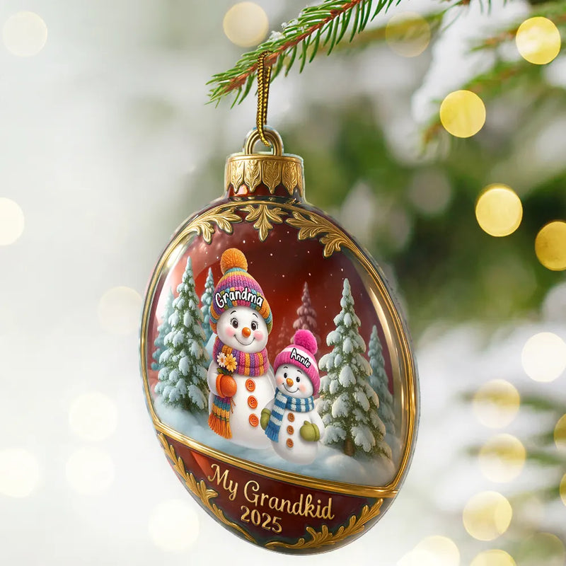 Gift For Grandpa,Gift For Women,Christmas,Top Market,Happy,Gift For Grandma,Gift For Grandparents - Snowman Our Grandkids - Personalized Custom Shaped Acrylic Ornament