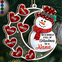Gift For Yourself,Gift For Women,Gift For Grandma,Christmas,Love - Snowwoman World Full Of Grandmas - Personalized 2-Layered Mix Ornament