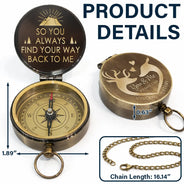 Christian,Gift For Yourself,Gift For Men,Gift For Women,Happy - So You Always Find Your Way Back To Me - Personalized Engraved Brass Compass