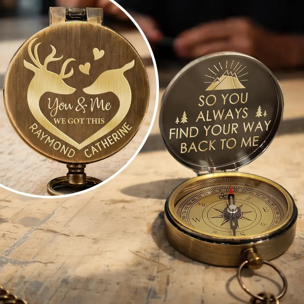 Christian,Gift For Yourself,Gift For Men,Gift For Women,Happy - So You Always Find Your Way Back To Me - Personalized Engraved Brass Compass