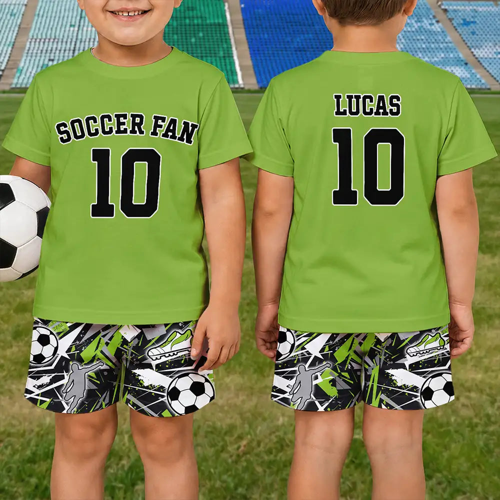 Gift For Kids, Summer, Football (Soccer), Confident, Summer Soccer Games, Custom Text - Soccer Football Baseball Basketball Son Daughter, Sport Lovers - Personalized Kids Clothing Set