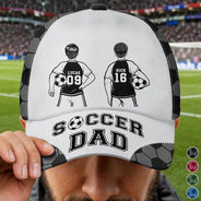 Gift For Father,Gift For Grandpa,Football (Soccer),Non-Eng,Icon,Confident - Soccer Football Dad Papa Kids Backside Line Art - Personalized Classic Cap