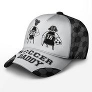 Gift For Father,Gift For Grandpa,Football (Soccer),Non-Eng,Icon,Confident - Soccer Football Dad Papa Kids Backside Line Art - Personalized Classic Cap