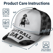 Gift For Father,Gift For Grandpa,Football (Soccer),Non-Eng,Icon,Confident - Soccer Football Dad Papa Kids Backside Line Art - Personalized Classic Cap