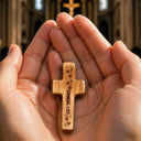 Gift For Father, Football (Soccer), Devoted, Custom Text - Soccer Keepsake With Name - Personalized Wooden Pocket Prayer Cross