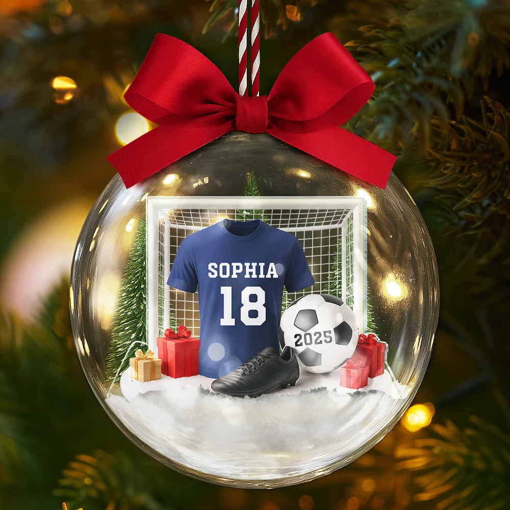 Gift For Yourself,Gift For Women,Gift For Men,Happy,Christmas - Soccer Player Uniform - Personalized 3D Acrylic Ball Ornament