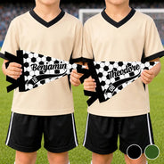 Confident,Back To School,Football (Soccer),Gift For Kids,Custom Text - Soccer Player With Name & Number - Personalized Pennant