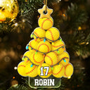 Gift For Yourself,Gift For Women,Gift For Men,Baseball,Basketball,Football,Golf,Happy,Christmas - Softball Christmas Tree - Personalized Custom Shaped Acrylic Ornament