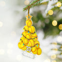 Gift For Yourself,Gift For Women,Gift For Men,Baseball,Basketball,Football,Golf,Happy,Christmas - Softball Christmas Tree - Personalized Custom Shaped Acrylic Ornament