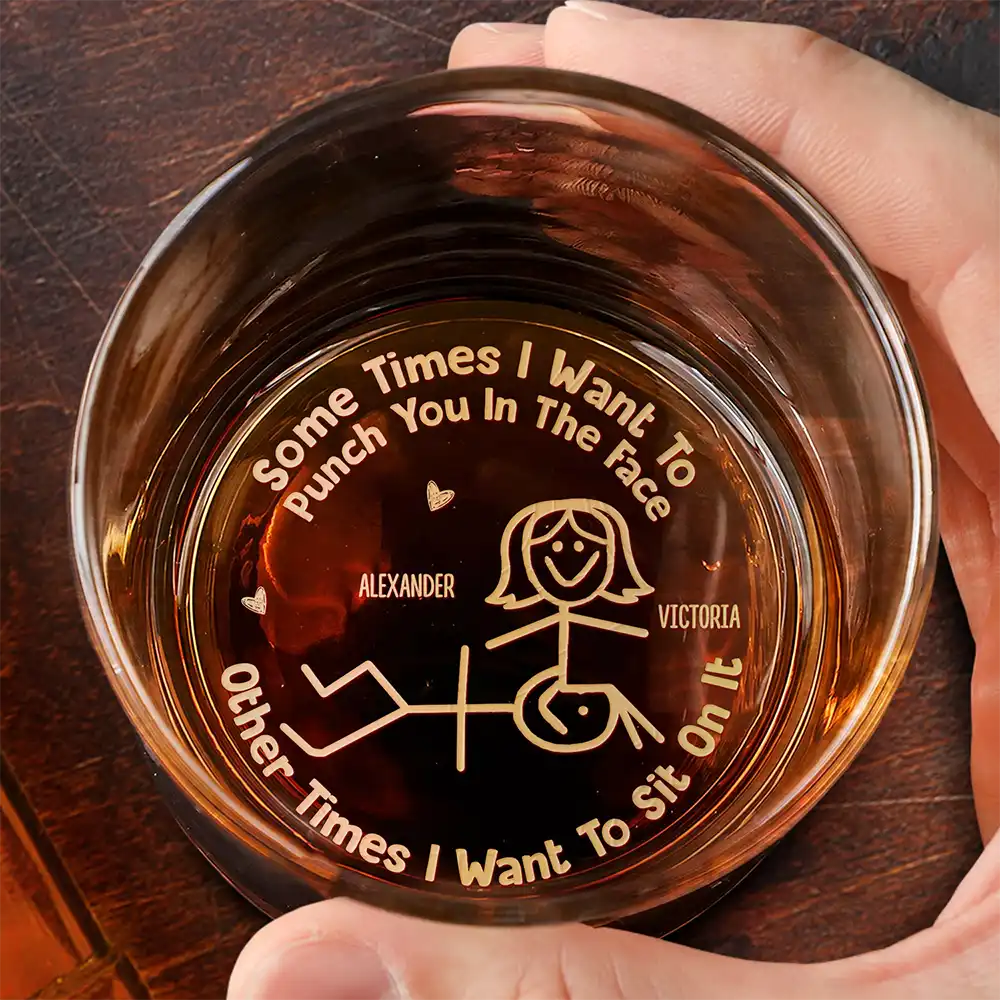 Gift For Couples, Gift For Husband, Gift For Wife, Gift For Boyfriend, Gift For Girlfriend, Funny - Some Times I Want To Punch You In The Face - Personalized Engraved Whiskey Glass
