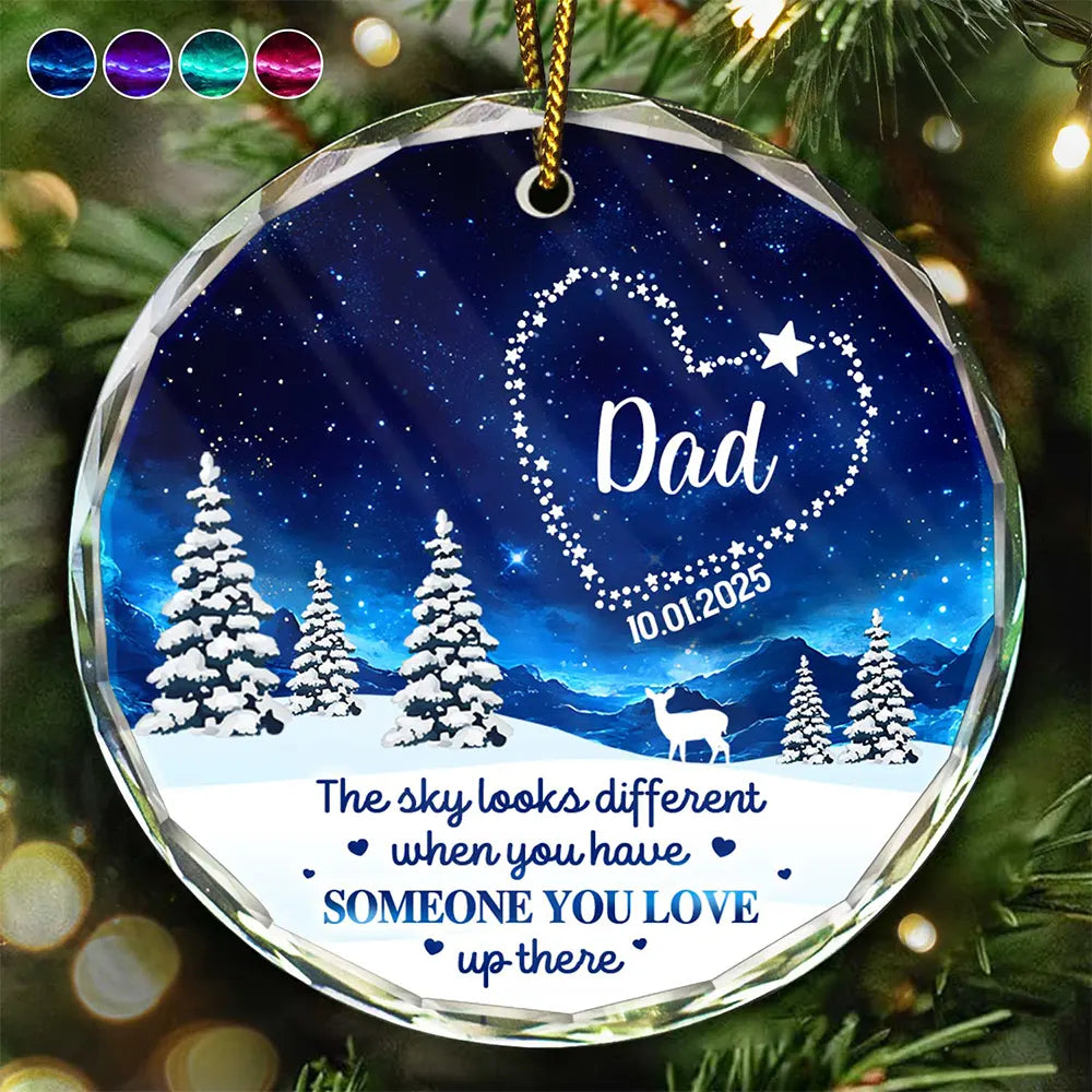Someone You Love Up There - Personalized Circle Glass Ornament