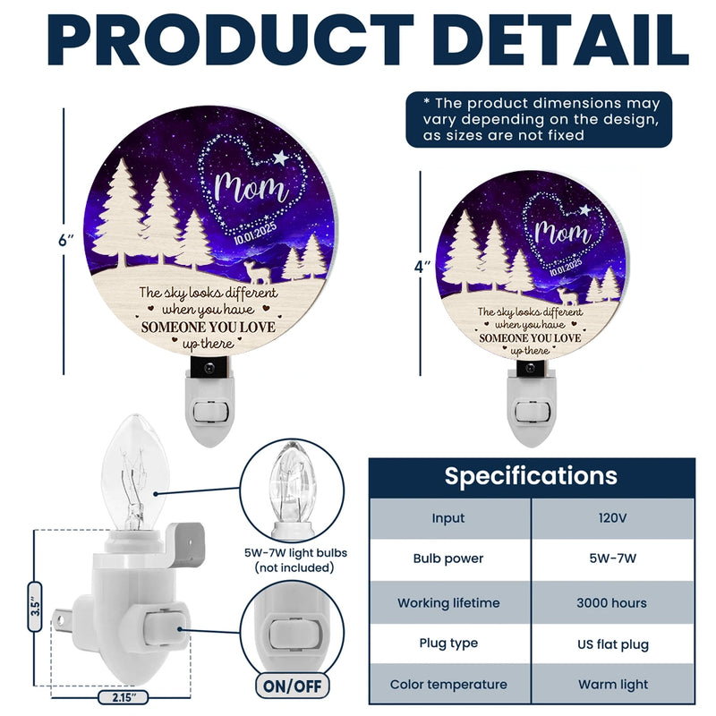 Gift For Yourself,Memorial,Family,Pet Lovers,Dog Lovers,Cat Lovers,Sad,Christmas - Someone You Love Up There - Personalized Plug-in Night Light