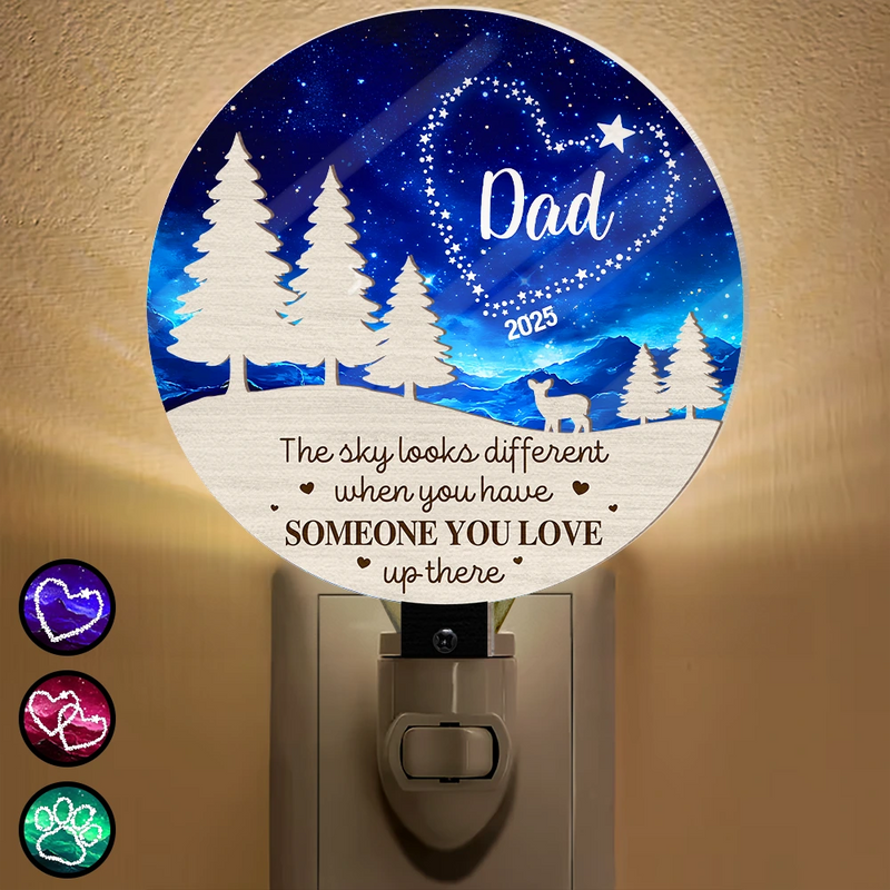 Gift For Yourself,Memorial,Family,Pet Lovers,Dog Lovers,Cat Lovers,Sad,Christmas - Someone You Love Up There - Personalized Plug-in Night Light