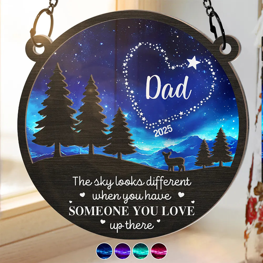 Gift For Yourself,Memorial,Pet Lovers,Pet Mom,Pet Dad,Gift For Women,Gift For Men,Family,Sad - Someone You Love Up There - Personalized Window Hanging Suncatcher Ornament