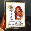 Gift For Yourself, Gift For Women, Happy - Sometimes You Forget You're Beautiful - Personalized LED Mirror Frame Lamp