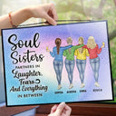 Gift For Bestie, Funny - Soul Sisters Partners In Everything - Personalized Horizontal Stained Glass Suncatcher