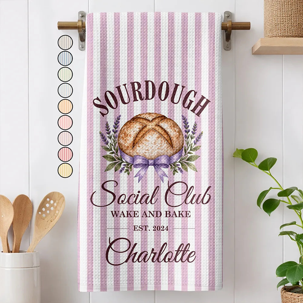 Sourdough Social Club Wake And Bake - Personalized Kitchen Towel
