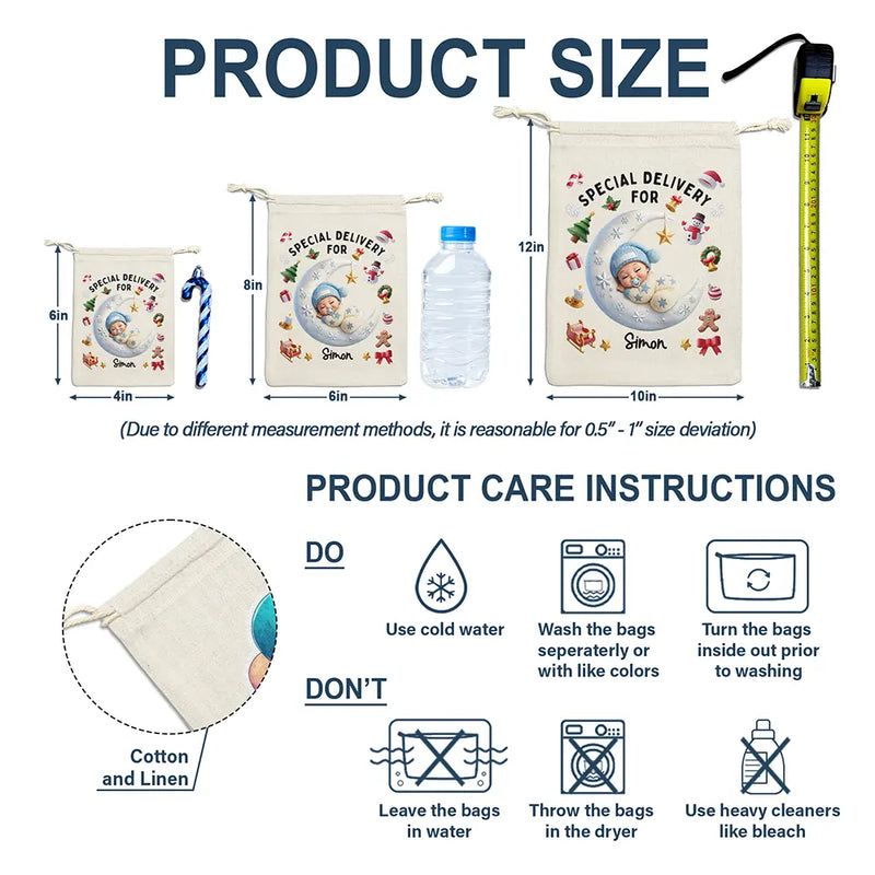 Christmas, New baby, New Dad, New Mom, Happy - Special Delivery For Baby First Christmas - Personalized Favor Bag