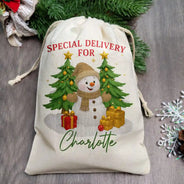 Christmas,Gift For Kids,Gift For Grandkids,Happy - Special Delivery For Christmas Snowman - Personalized Favor Bag