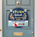 Gift For Couples, Gift For Husband, Gift For Wife, Gift For Boyfriend, Gift For Girlfriend, Poolside, Happy, Summer - Splish Splash Find Us - Personalized Custom Shaped Wood Sign
