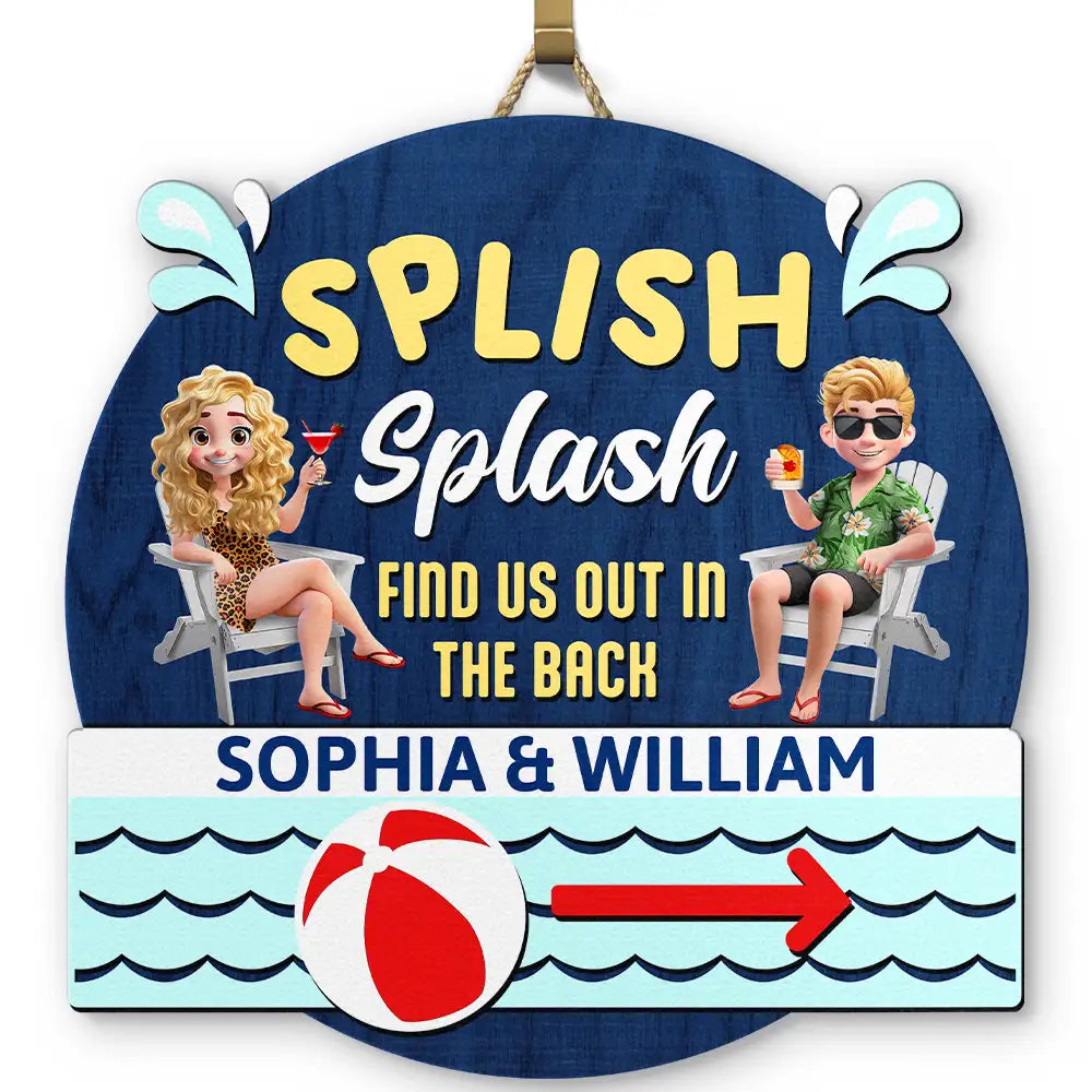 Splish Splash Find Us - Panneau en bois personnalisé de forme personnalisée