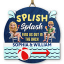 Gift For Couples, Gift For Husband, Gift For Wife, Gift For Boyfriend, Gift For Girlfriend, Poolside, Happy, Summer - Splish Splash Find Us - Personalized Custom Shaped Wood Sign