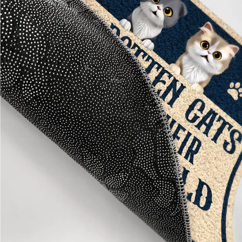 Cat Lovers, Cat Couple, Pet Lovers, Happy - Spoiled Cats Live Here 3D Effect - Personalized Doormat