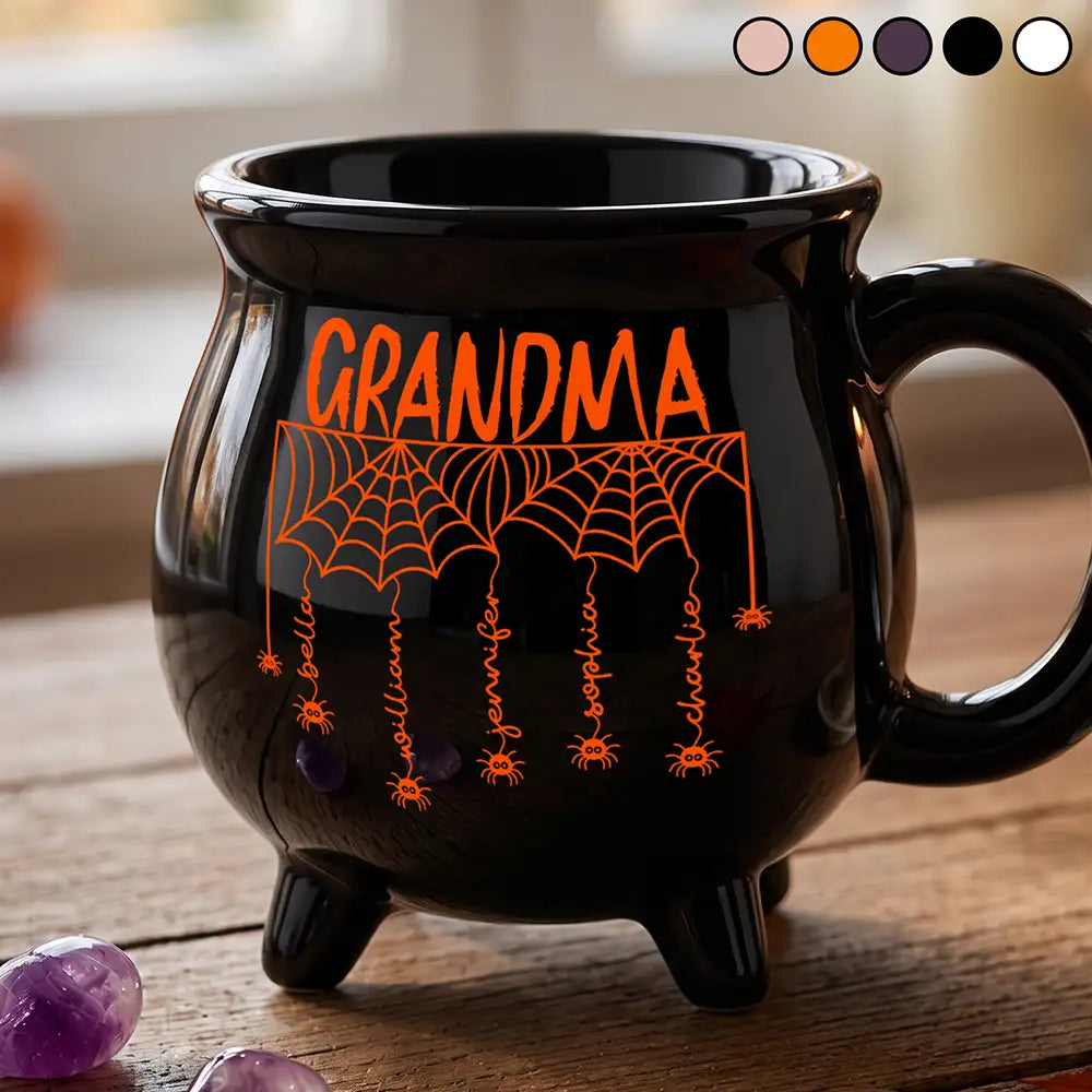Spooky Grandma Grandkids' Names - Personalized Cauldron Mug