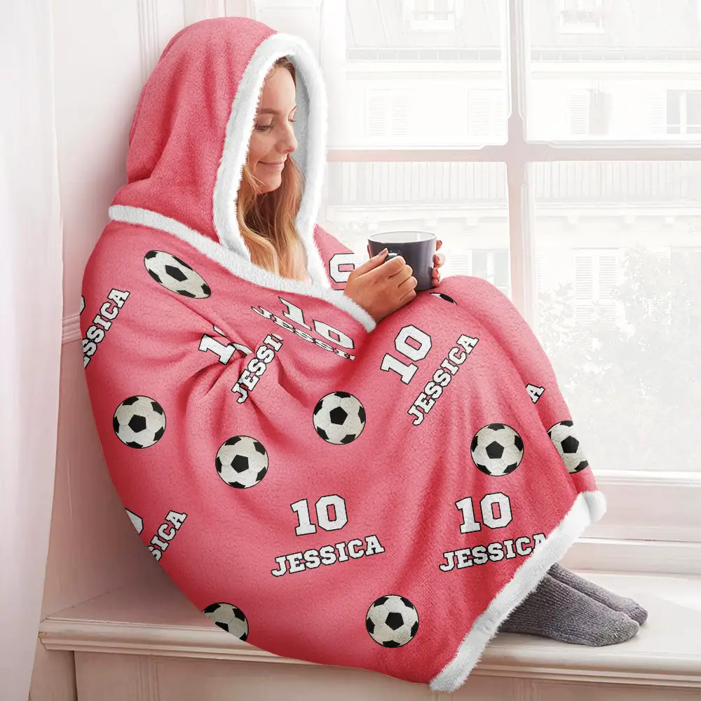 Gift For Yourself,Gift For Women,Gift For Men,Football,Baseball,Basketball,Softball,Christmas,Happy - Sports Pattern Baseball Volleyball Basketball - Personalized Wearable Hooded Blanket