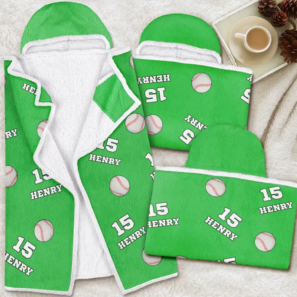 Gift For Yourself,Gift For Women,Gift For Men,Football,Baseball,Basketball,Softball,Christmas,Happy - Sports Pattern Baseball Volleyball Basketball - Personalized Wearable Hooded Blanket