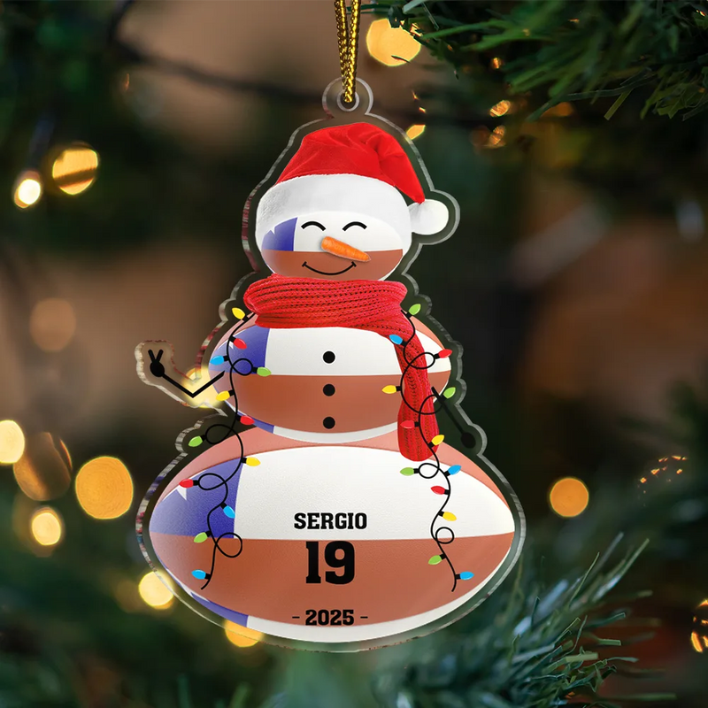 Christmas,Funny,Custom Photo,Gift For Yourself - Sports Snowman - Personalized Custom Shaped Acrylic Ornament