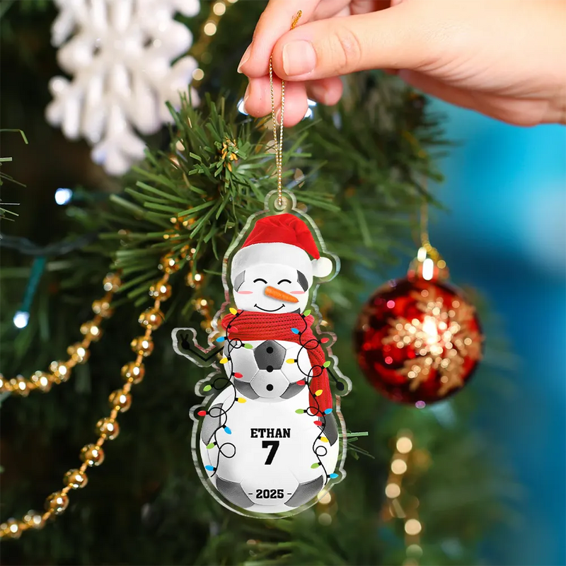 Christmas,Funny,Custom Photo,Gift For Yourself - Sports Snowman - Personalized Custom Shaped Acrylic Ornament
