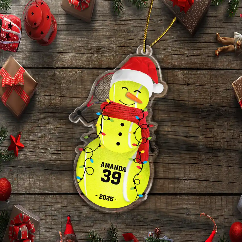 Christmas,Funny,Custom Photo,Gift For Yourself - Sports Snowman - Personalized Custom Shaped Acrylic Ornament