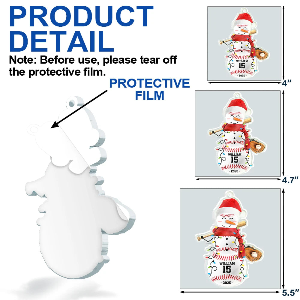 Christmas,Funny,Custom Photo,Gift For Yourself - Sports Snowman - Personalized Custom Shaped Acrylic Ornament